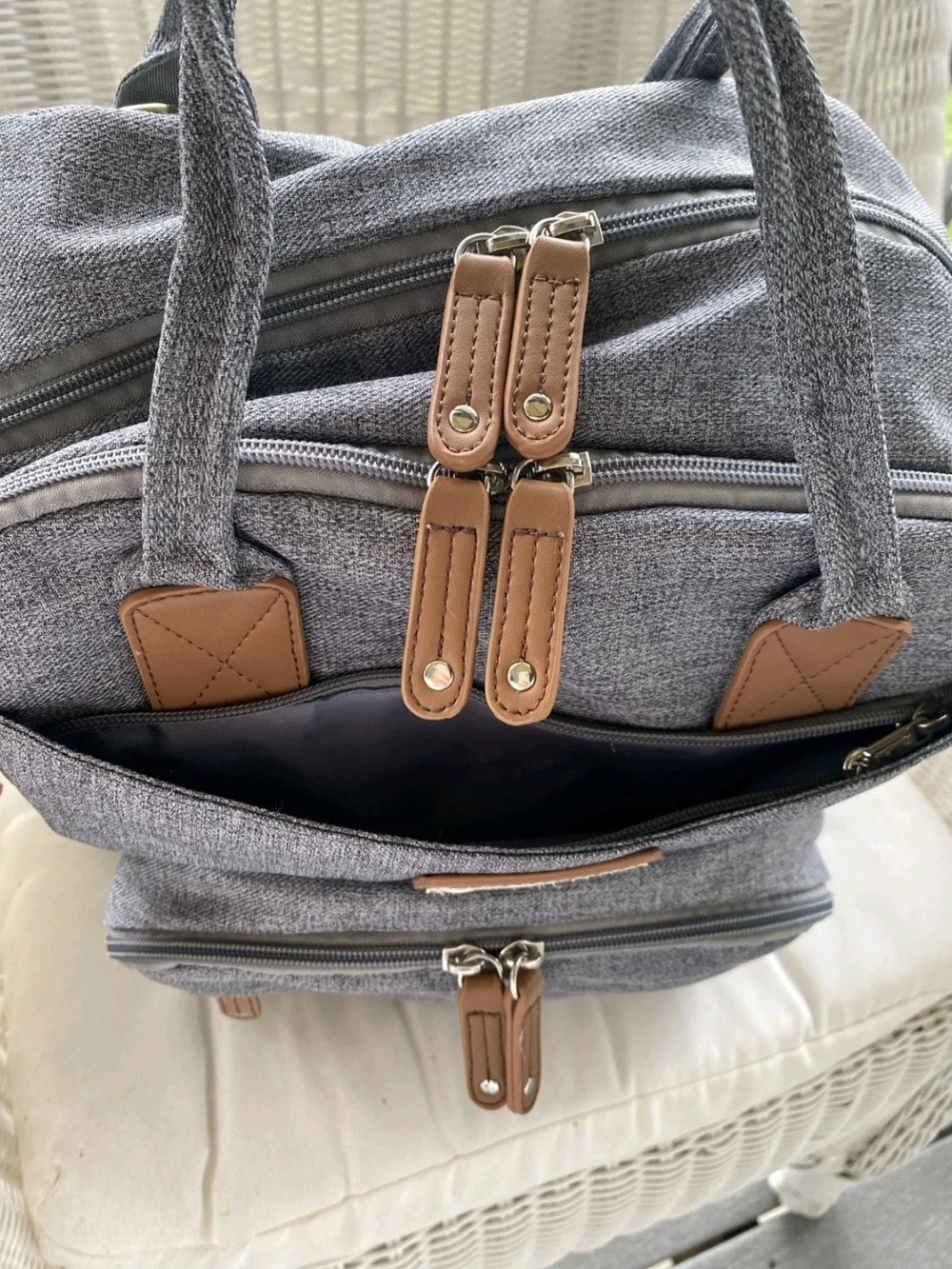 Ruvalino Diaper Bag + Changing Pad Gray Waterproof Travel Organization Backpack